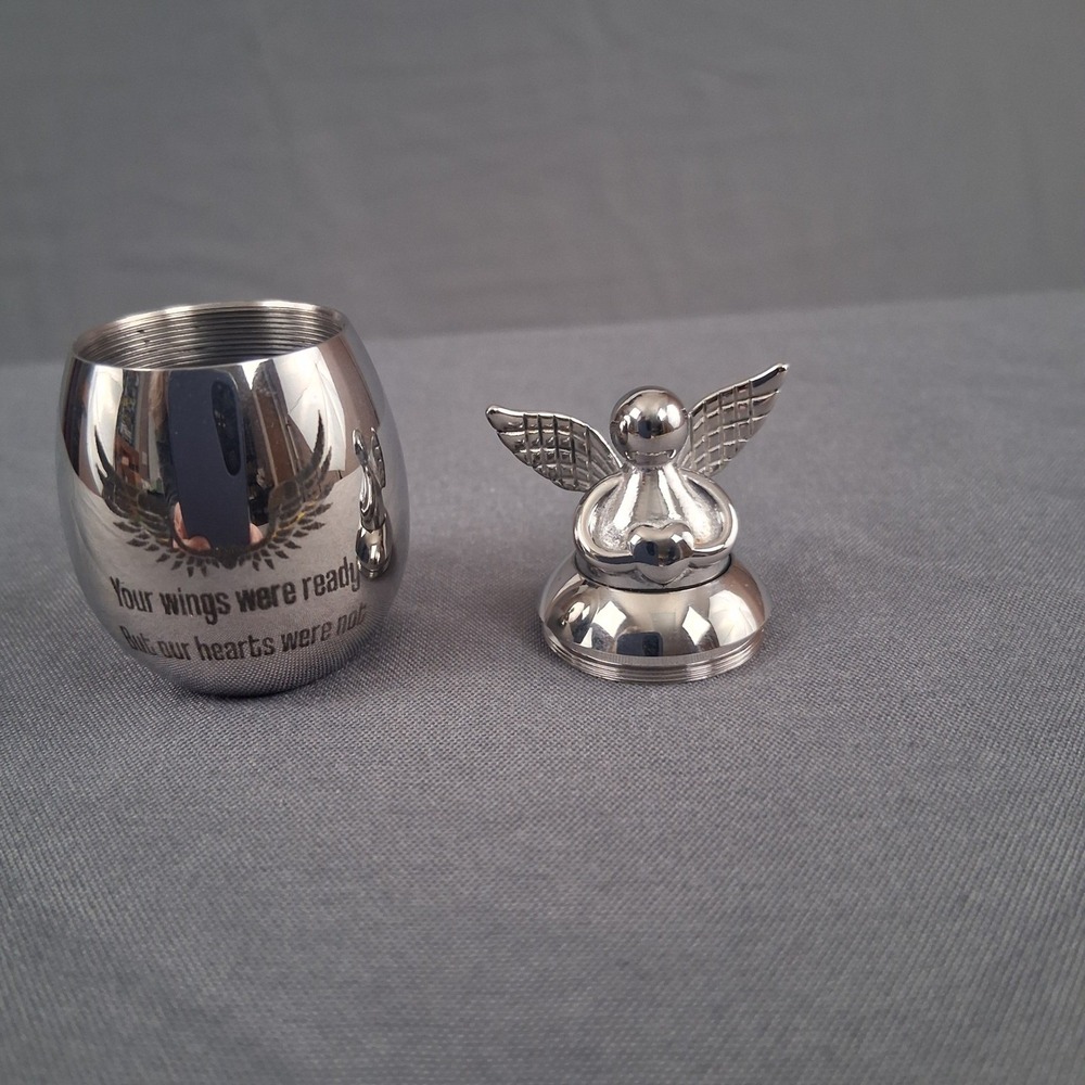 Angel Urn Keepsake Cremation Memorial Small Pot With Spoon And Pouch Cat Dog NEW - Picture 5 of 10